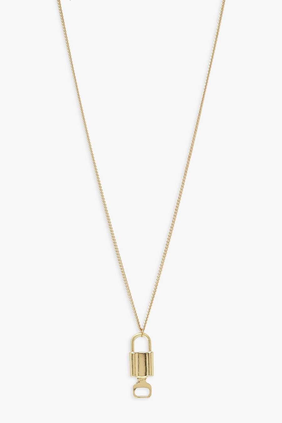 Gold Lock & Key Pendant Necklace image number 1