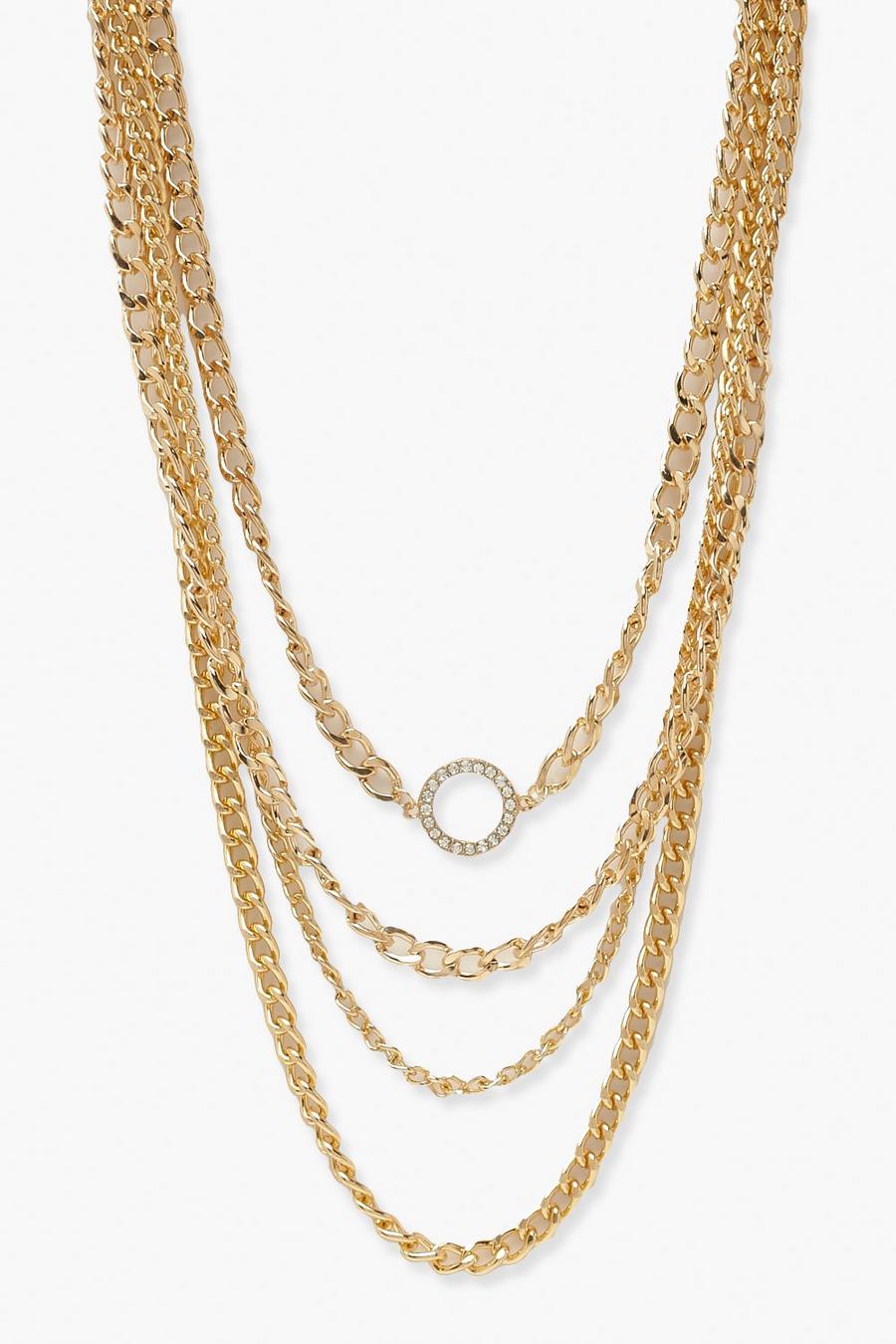 Gold metallic Statement Chunky Chain Layered Necklace image number 1