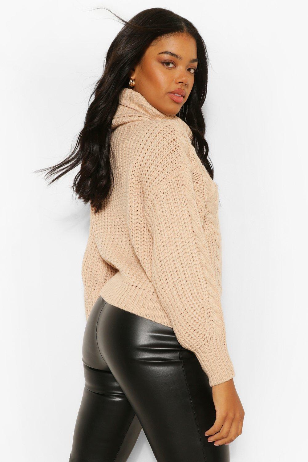 Black turtleneck chunky clearance sweater