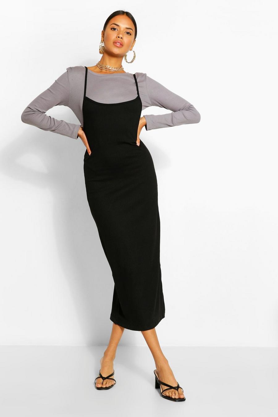 Black Midi Slip Dress image number 1