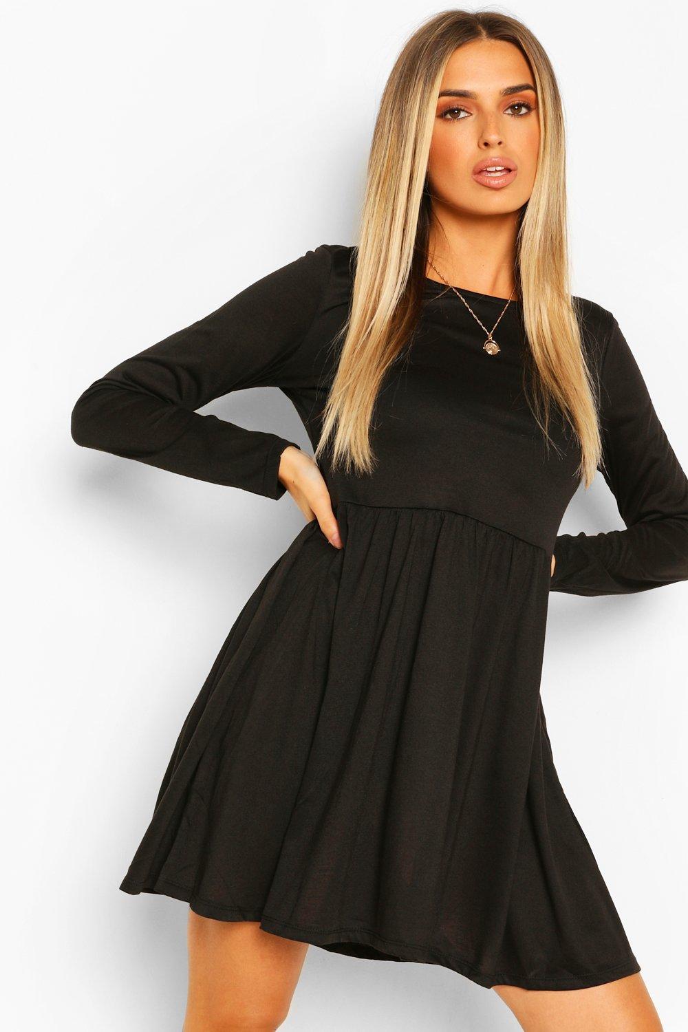 black long sleeve skater dress uk