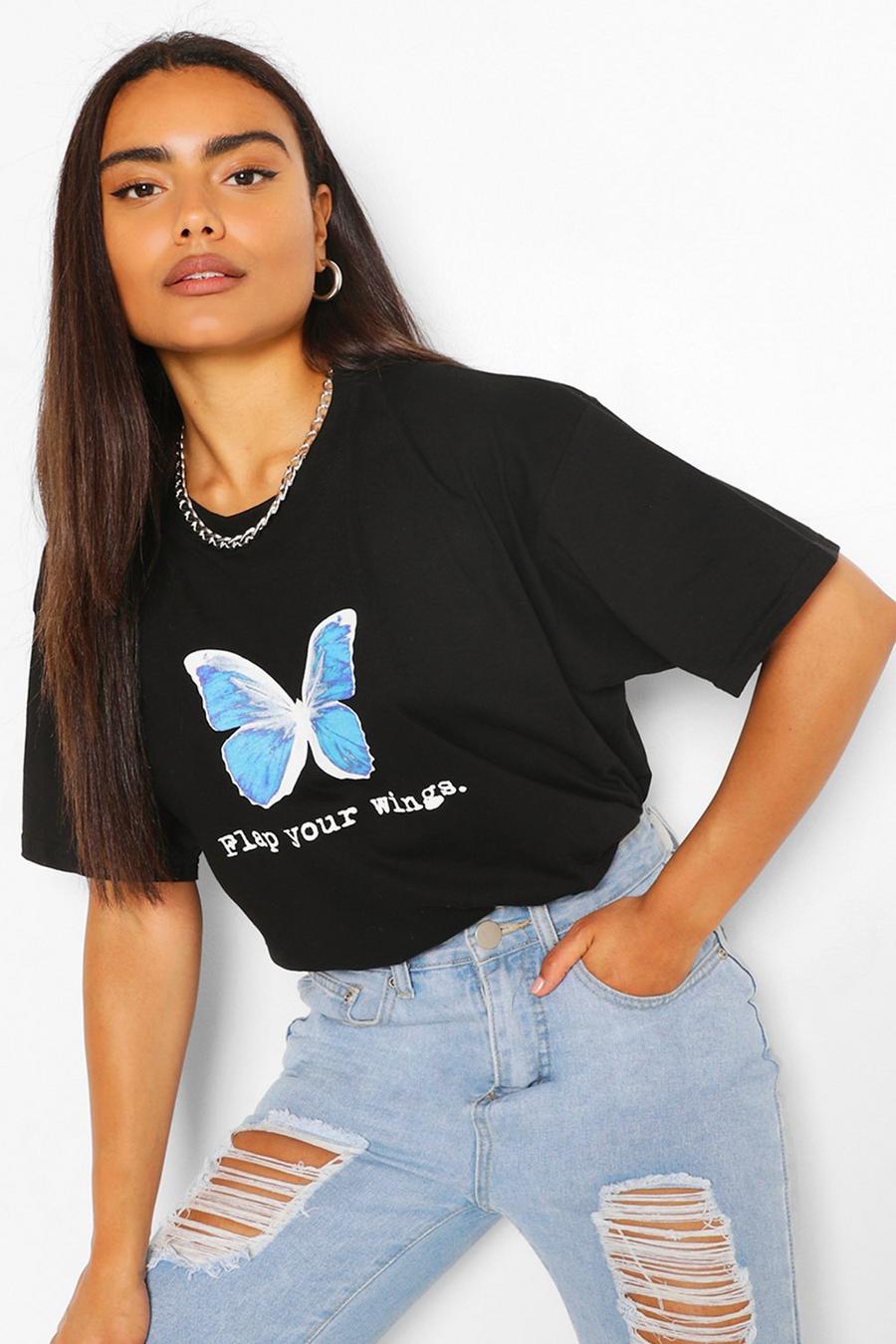 Black Flap Your Wings Graphic T-shirt image number 1