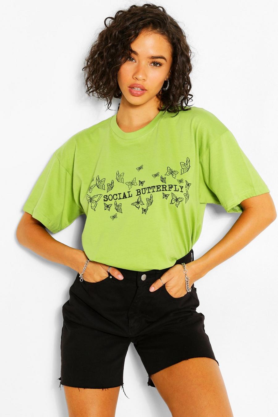 Pistachio Social Butterfly Graphic T-Shirt image number 1