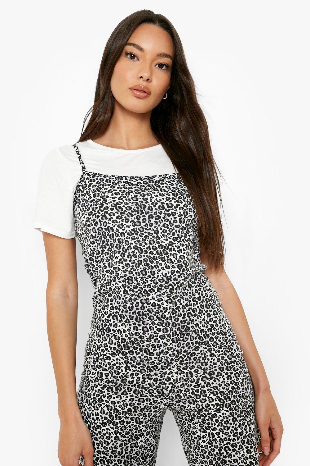 Boohoo leopard print store jumpsuit