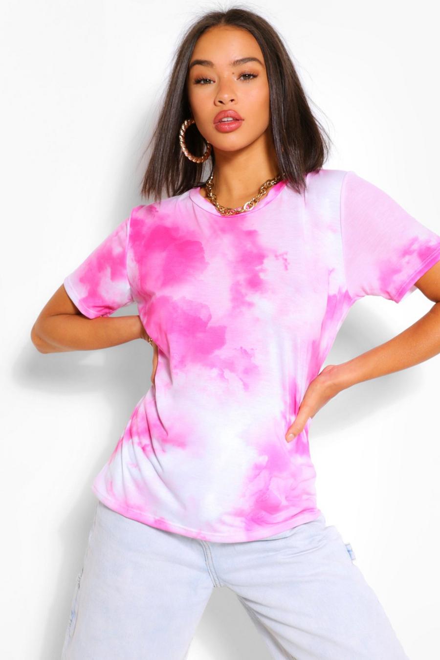 Fuchsia Tie Dye T-Shirt image number 1
