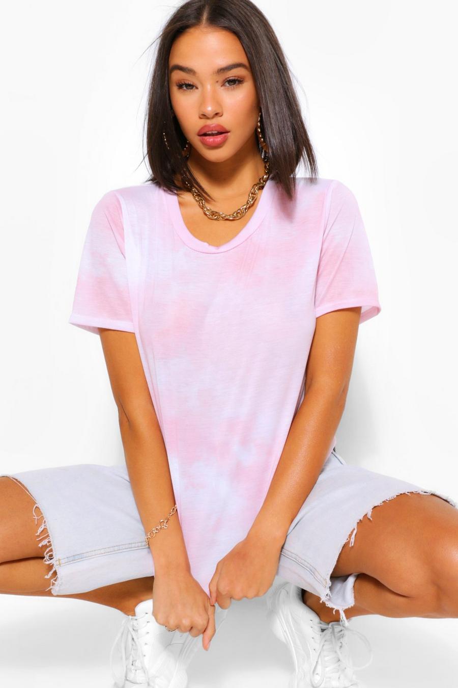 Light pink T-shirt med batikmönster image number 1