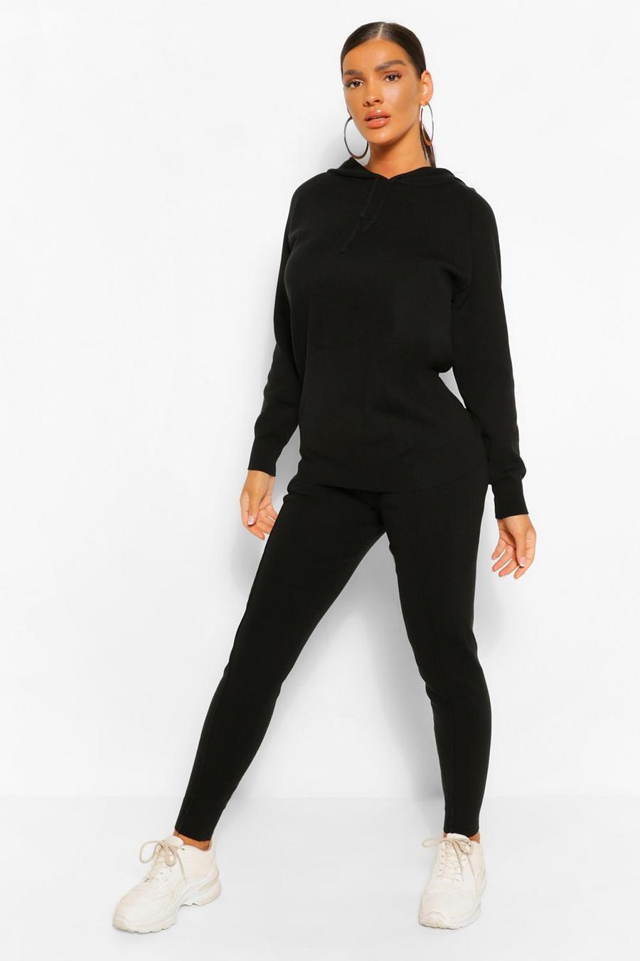 Black Seam Detail Knitted Tracksuit image number 1