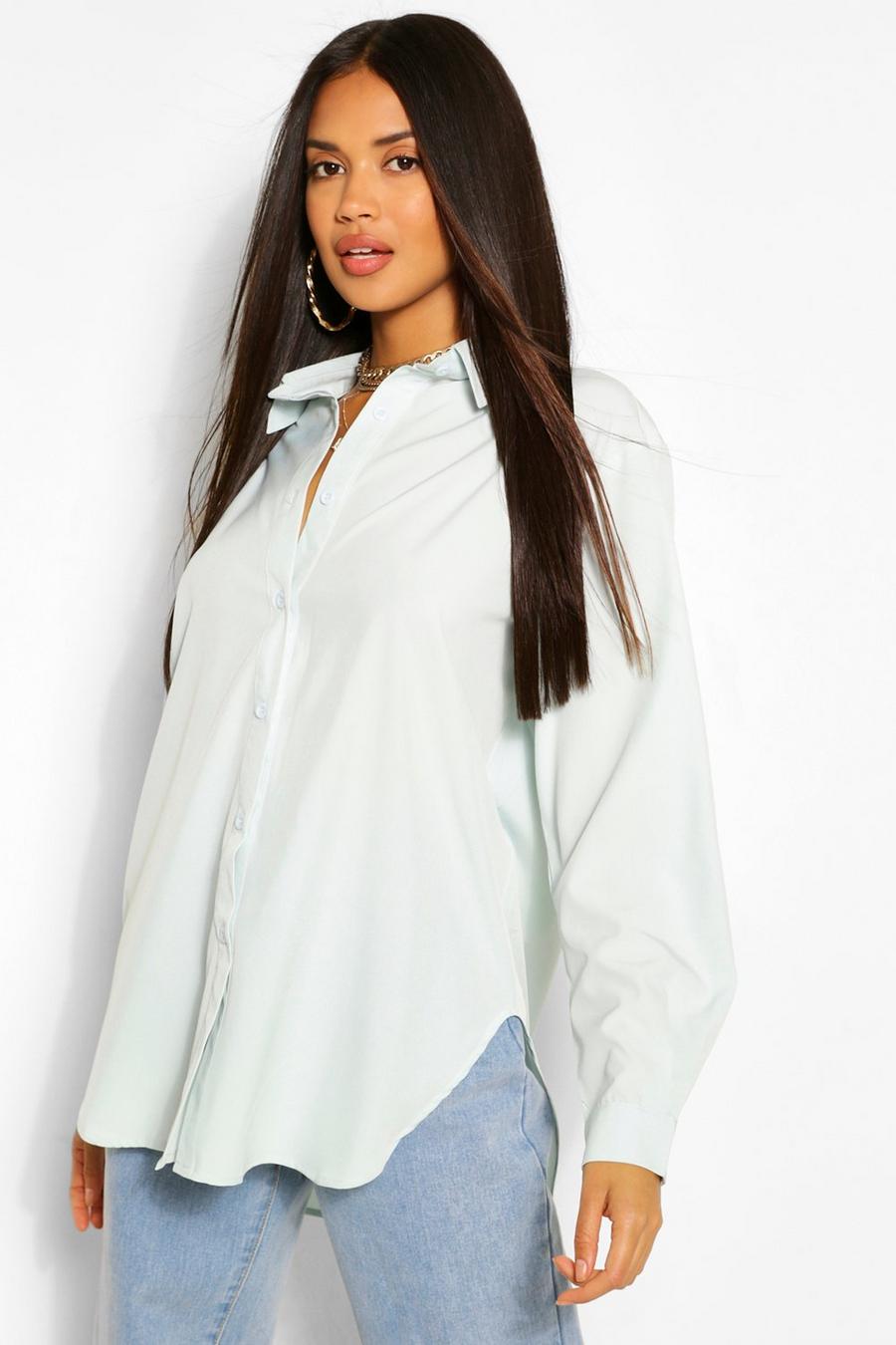 Sage Cotton Mix Oversized Button Through Shirt image number 1