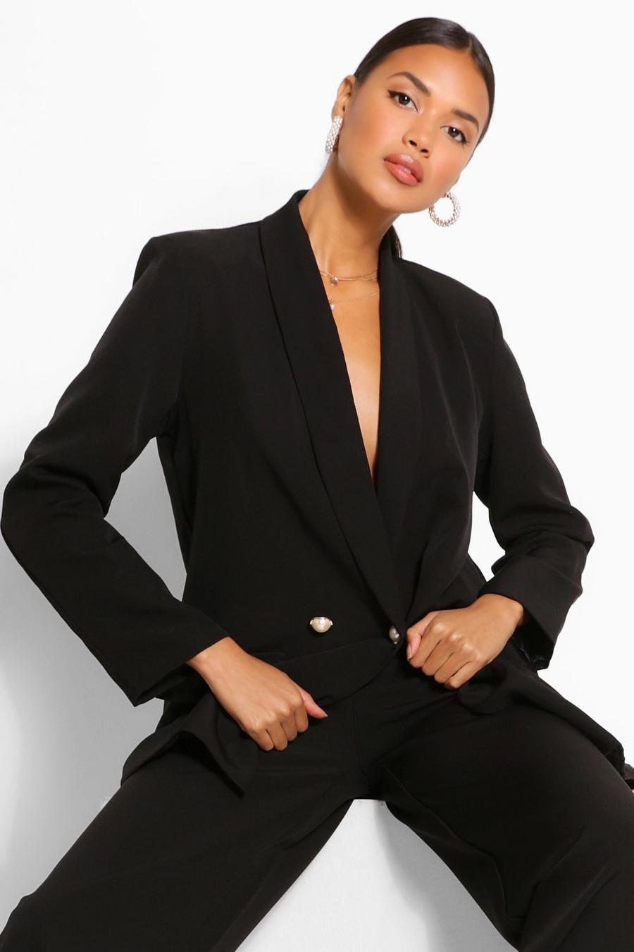 Women's Tailored Relaxed Pearl Button Blazer | Boohoo UK