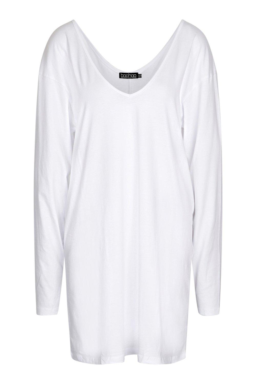 timeren Døde i verden Specialitet Women's Basic Long Sleeve V Neck T-shirt Dress | Boohoo UK