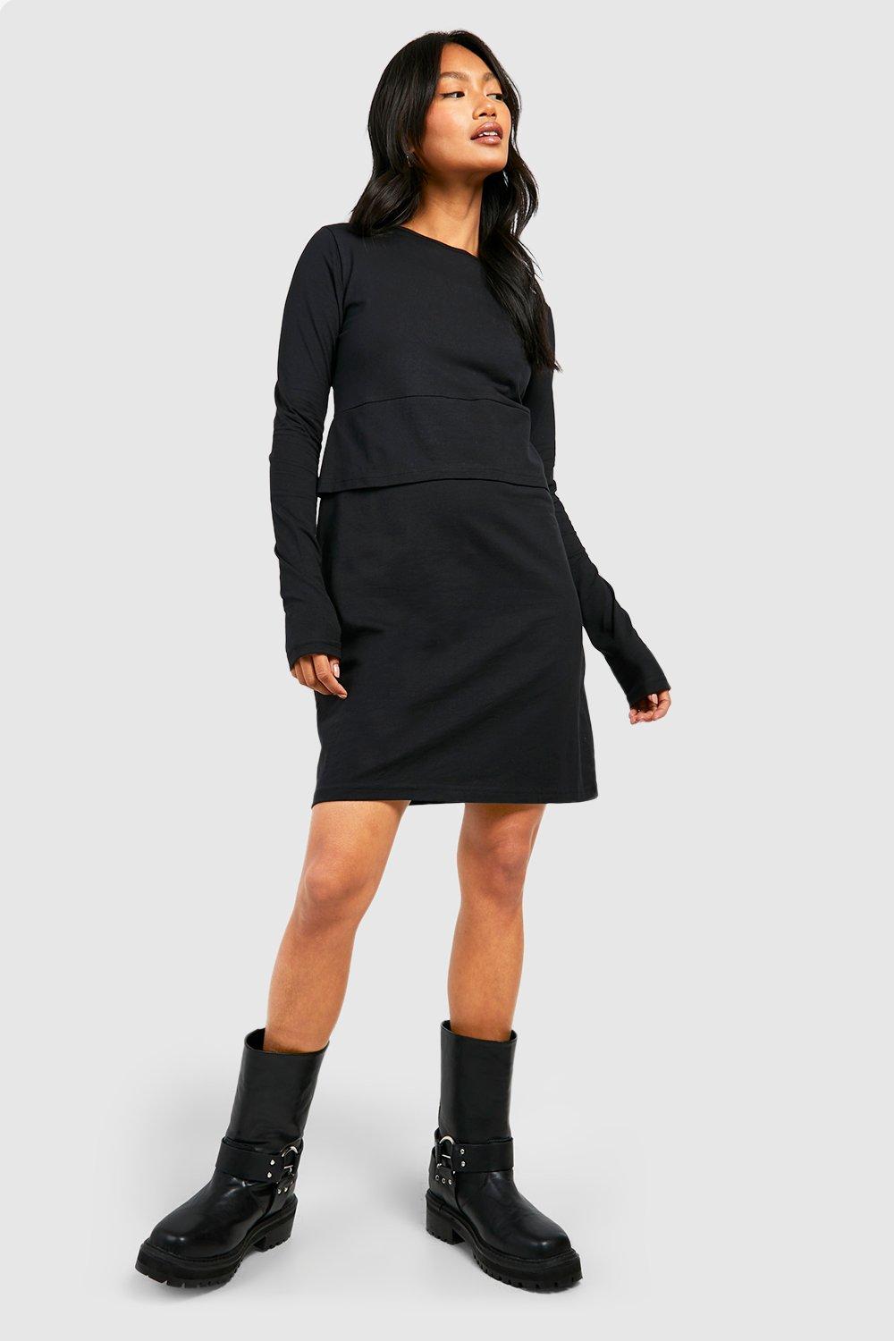 Long sleeve black tshirt dress online