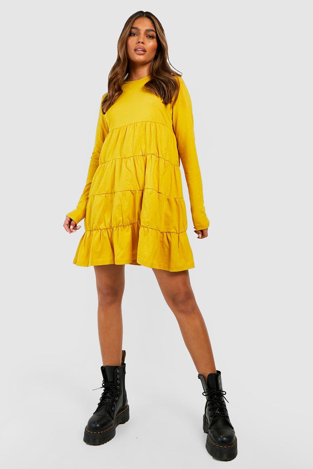 mustard smock dress