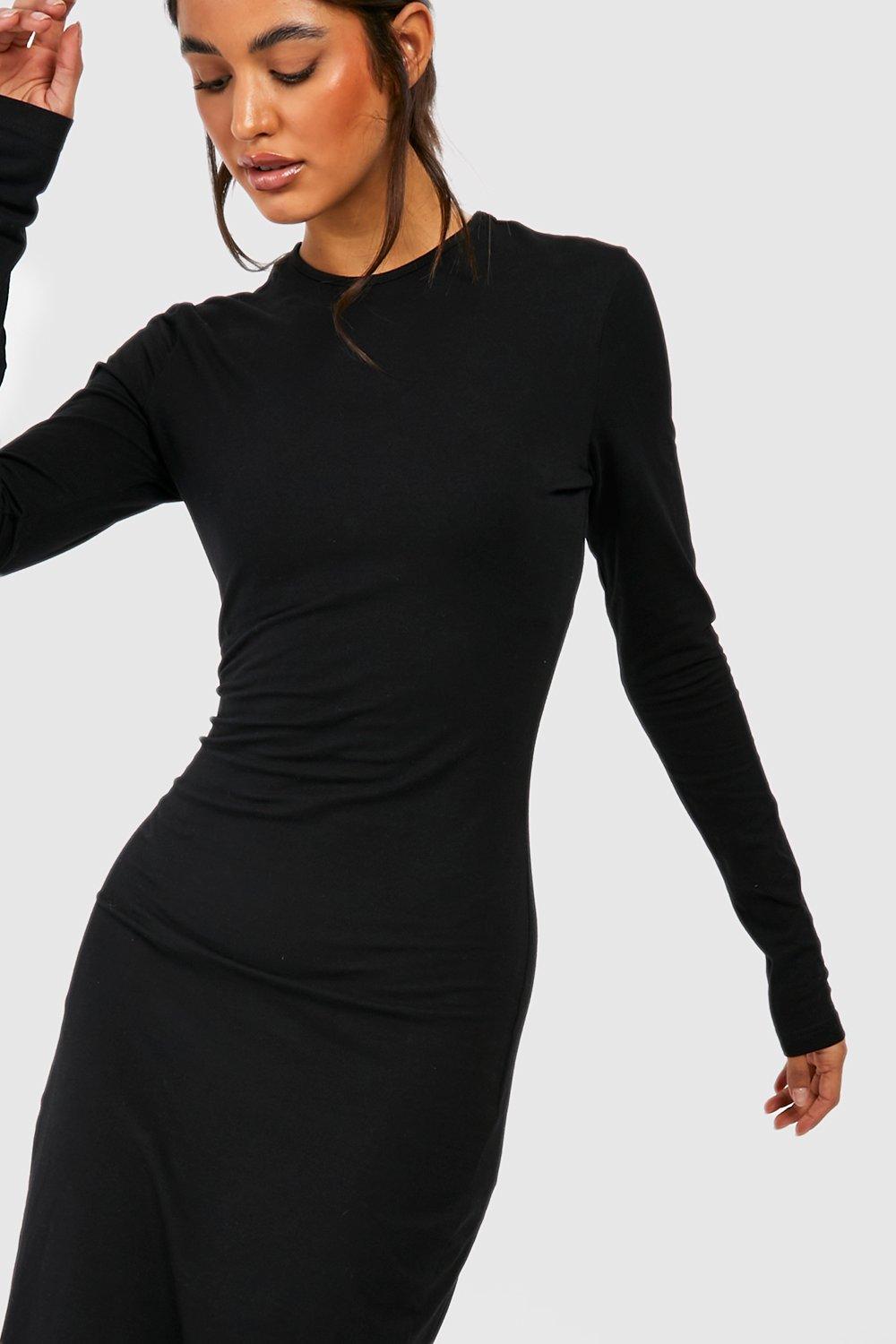 Plain black long sleeve bodycon clearance dress