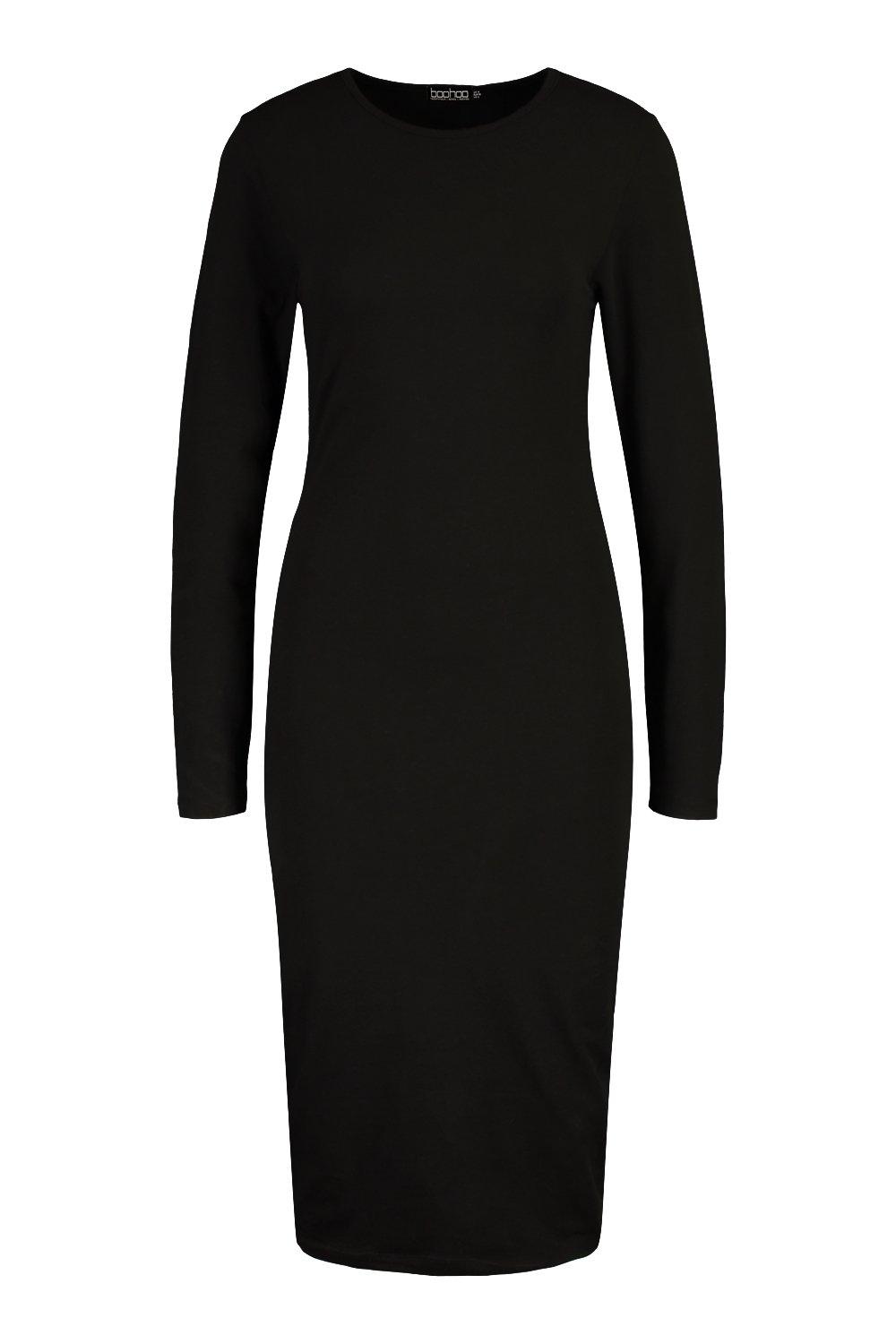 Round neck plain blend bodycon sale dress