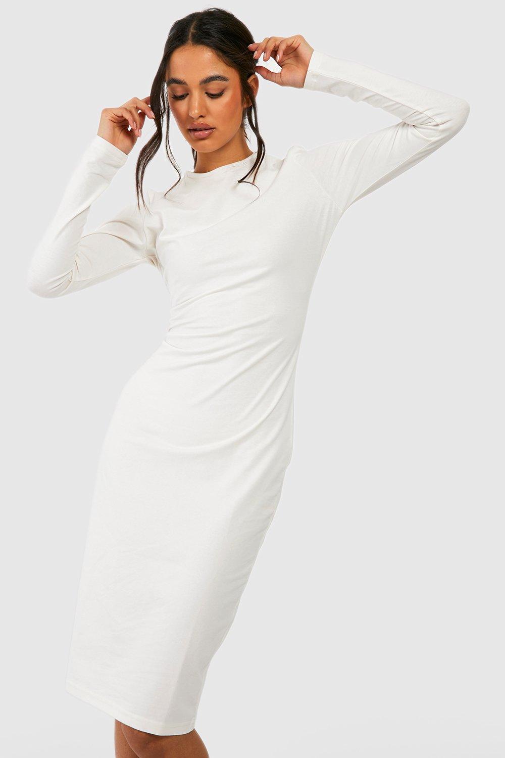 Round neck 2025 long sleeve dress