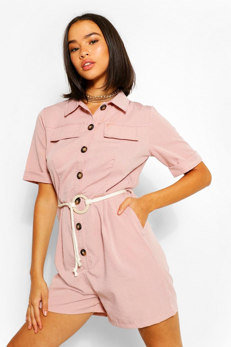 Button Through Belted Ultility Playsuit image number 1