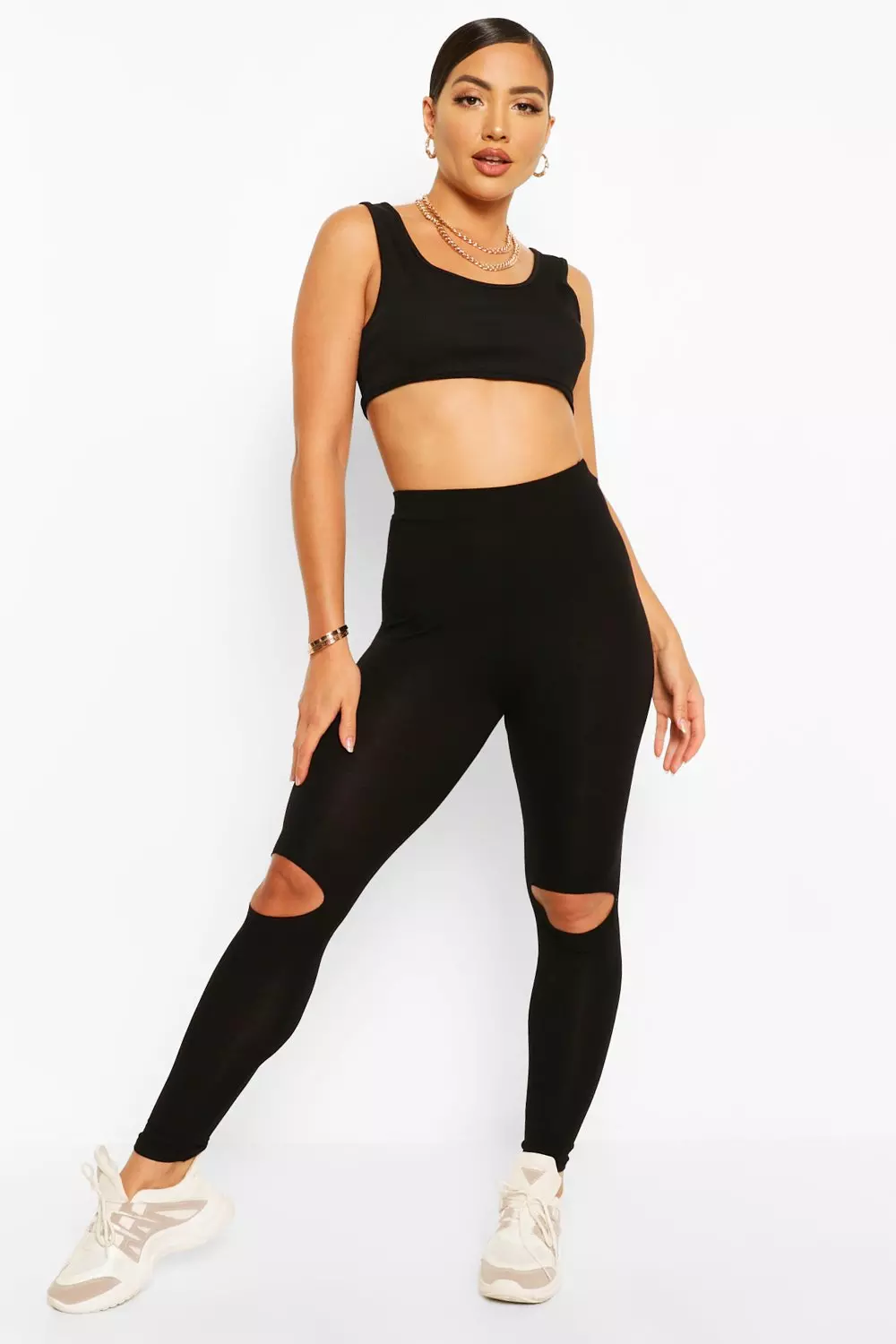 Black leggings hotsell with ripped knees