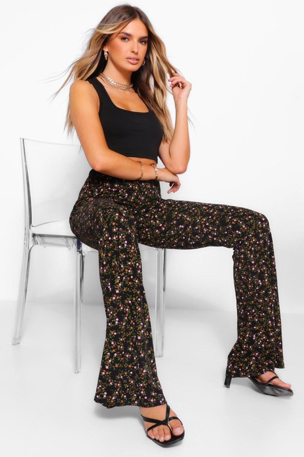 Boohoo Petite Ditsy Floral Print Flare Pants