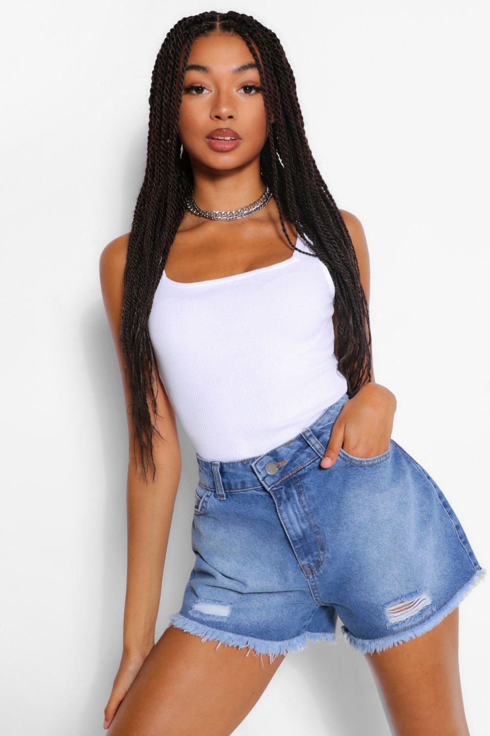 High Waist Roll Up Disco Jean Shorts