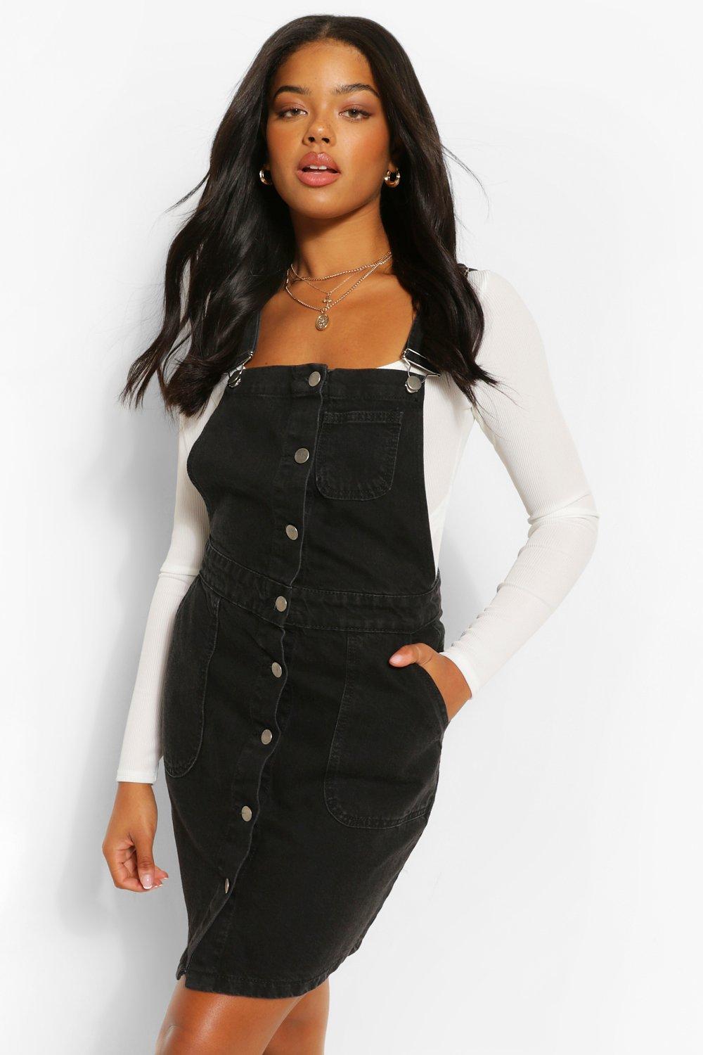 boohoo black pinafore