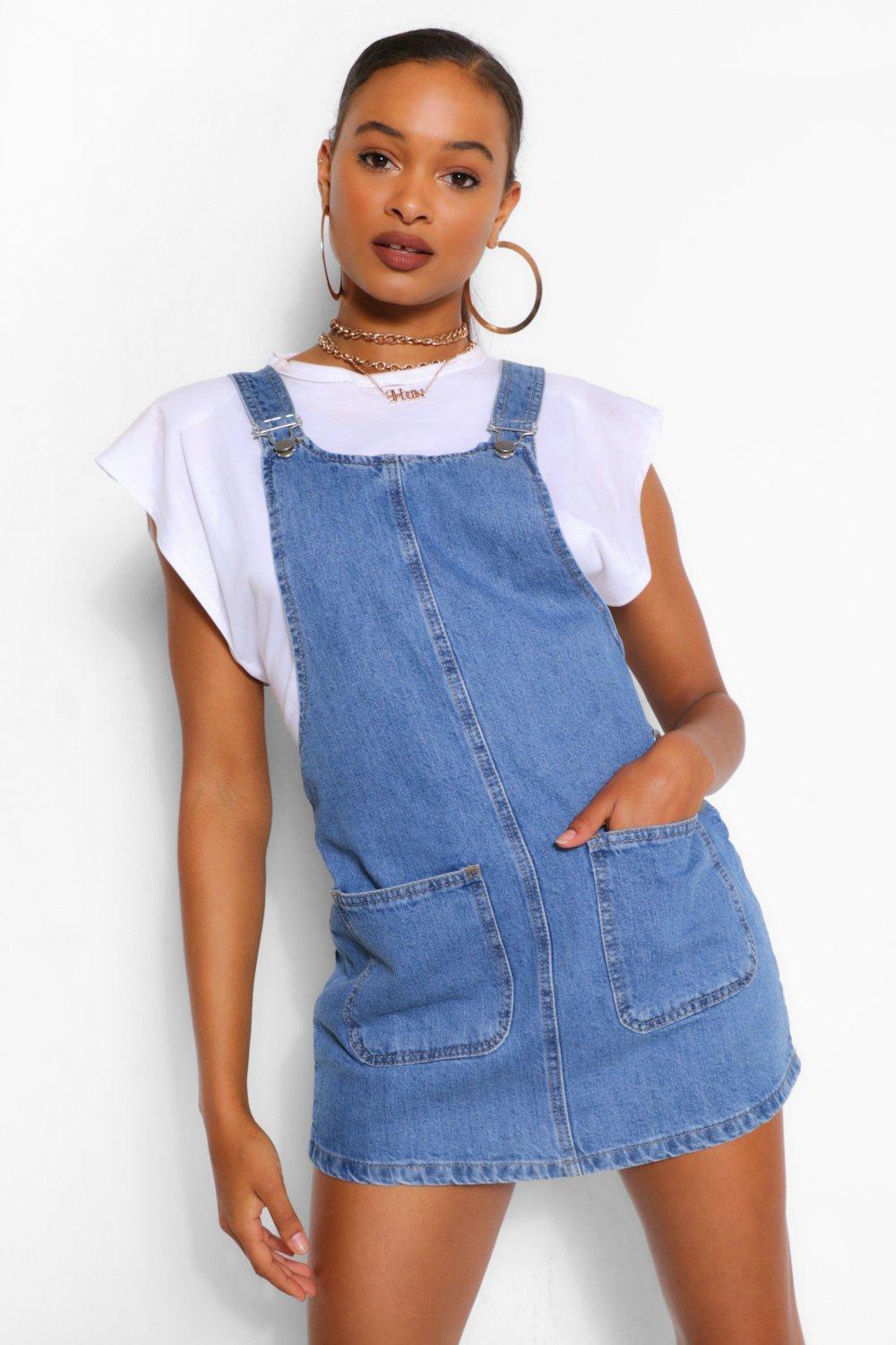 Denim Jumper Dress boohoo USA