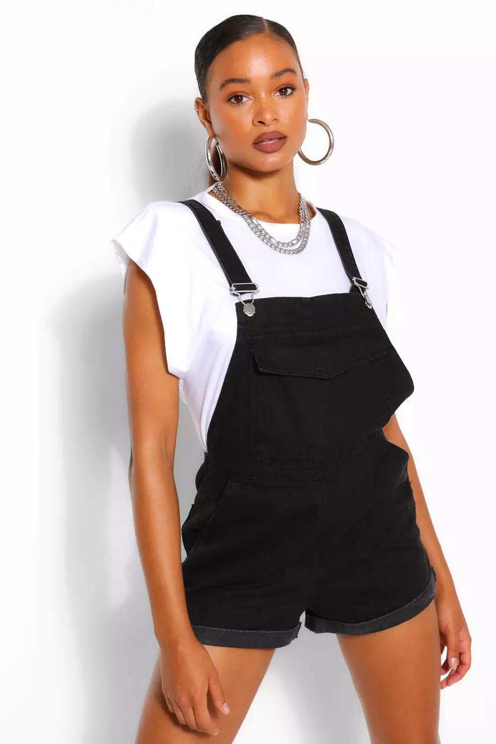 Black 2025 shorts dungarees