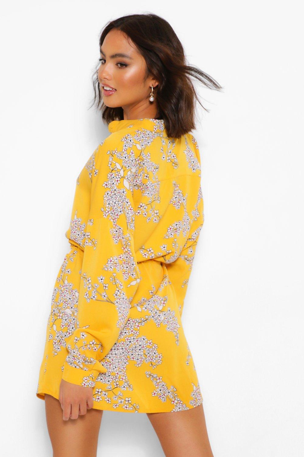Boohoo floral shirt dress clearance