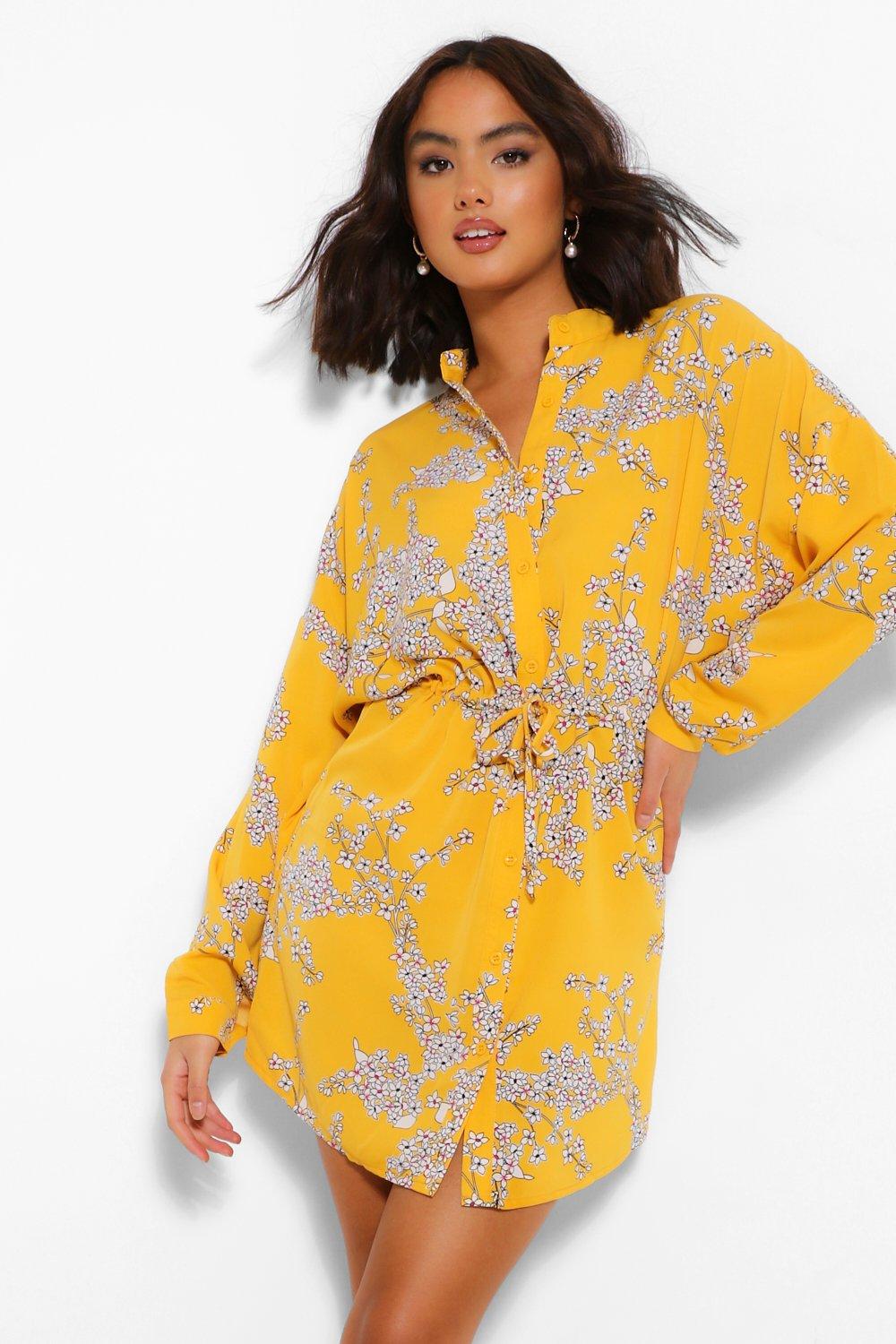 mustard shirt dress