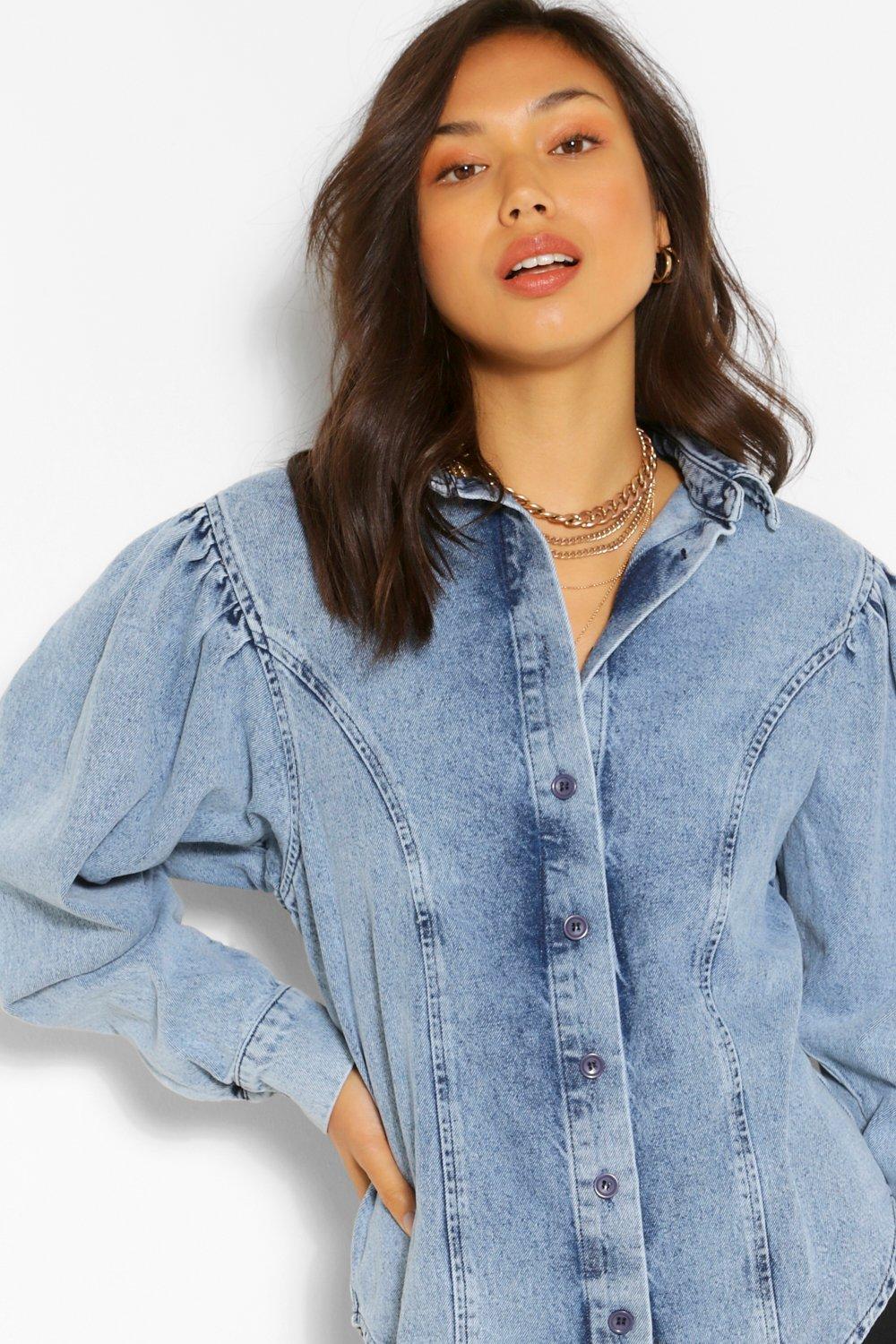 Denim Puff Sleeve Shirt