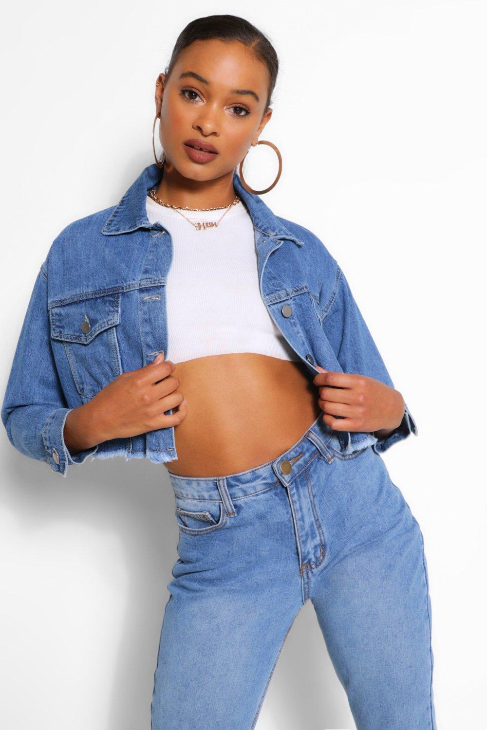 Veste en best sale jean oversize courte