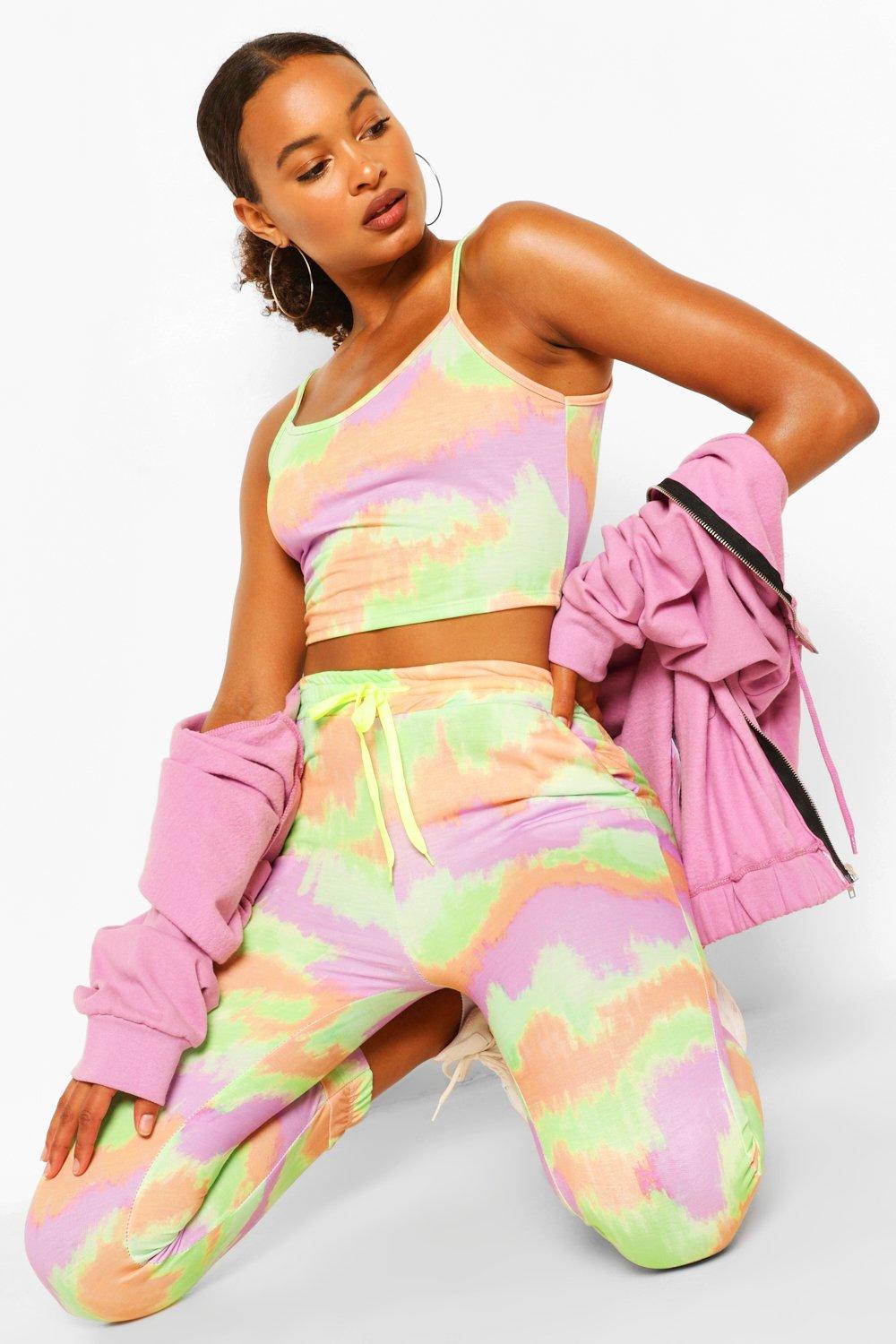 Tie dye crop top and joggers sale