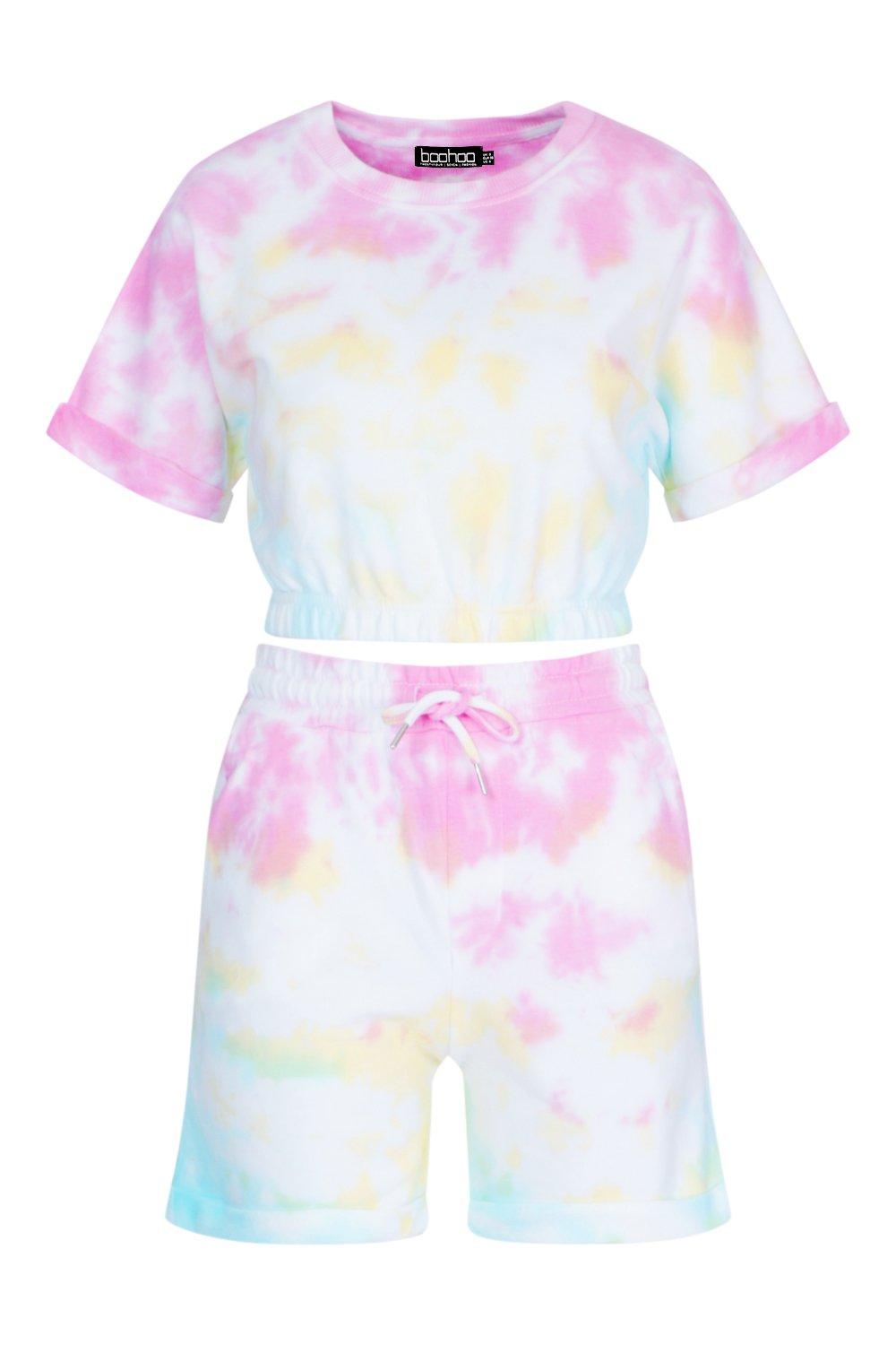 Tie dye crop sweatshirt set hotsell