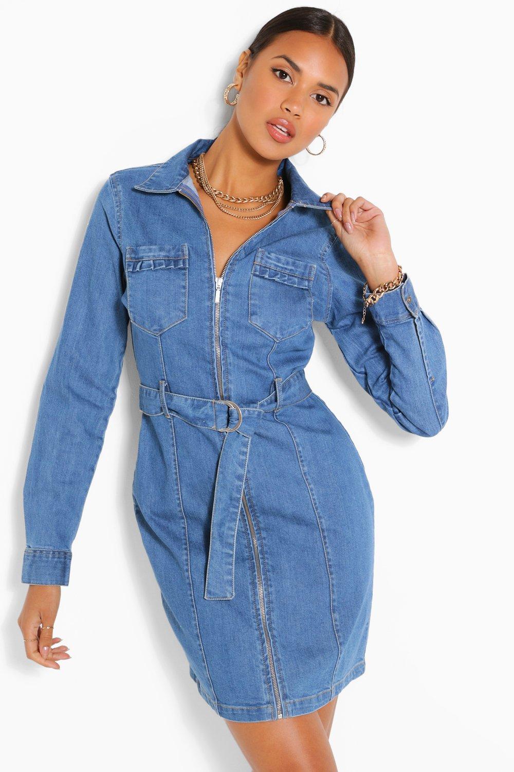 boohoo denim dress