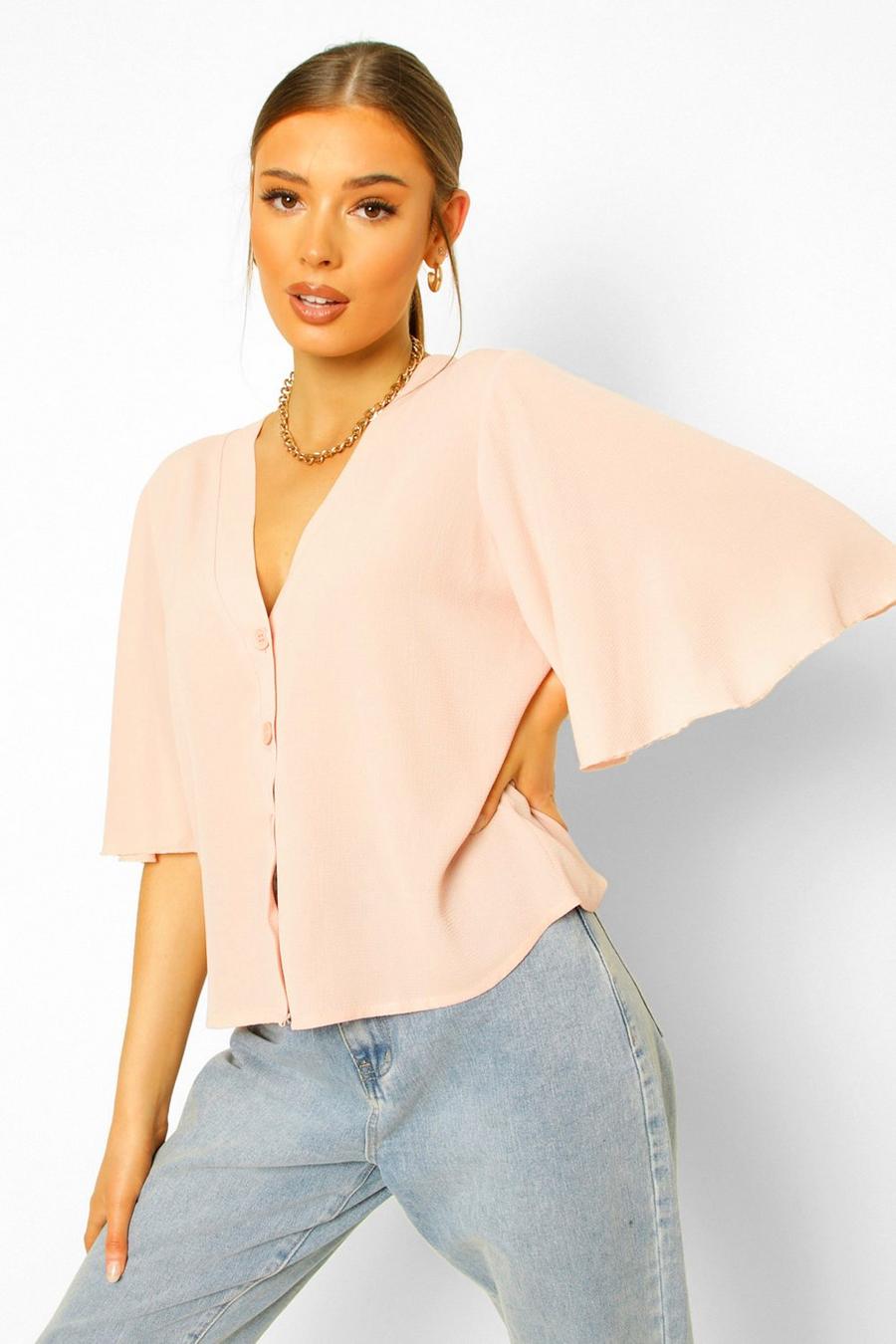 Blush Button Through Woven Blouse image number 1