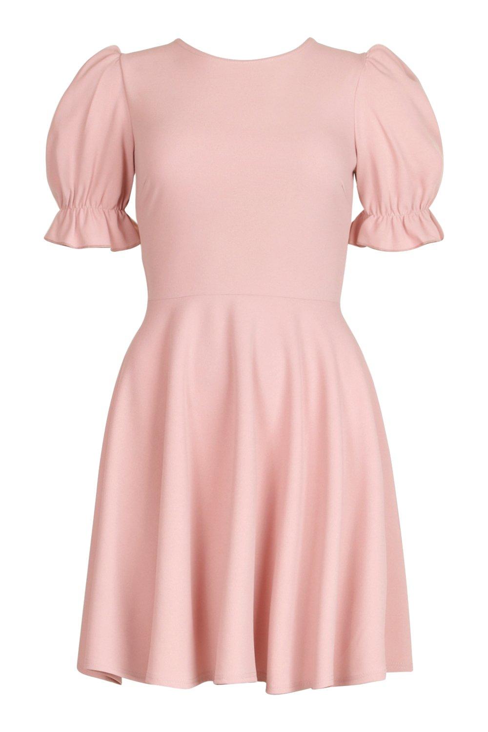 boohoo pink skater dress