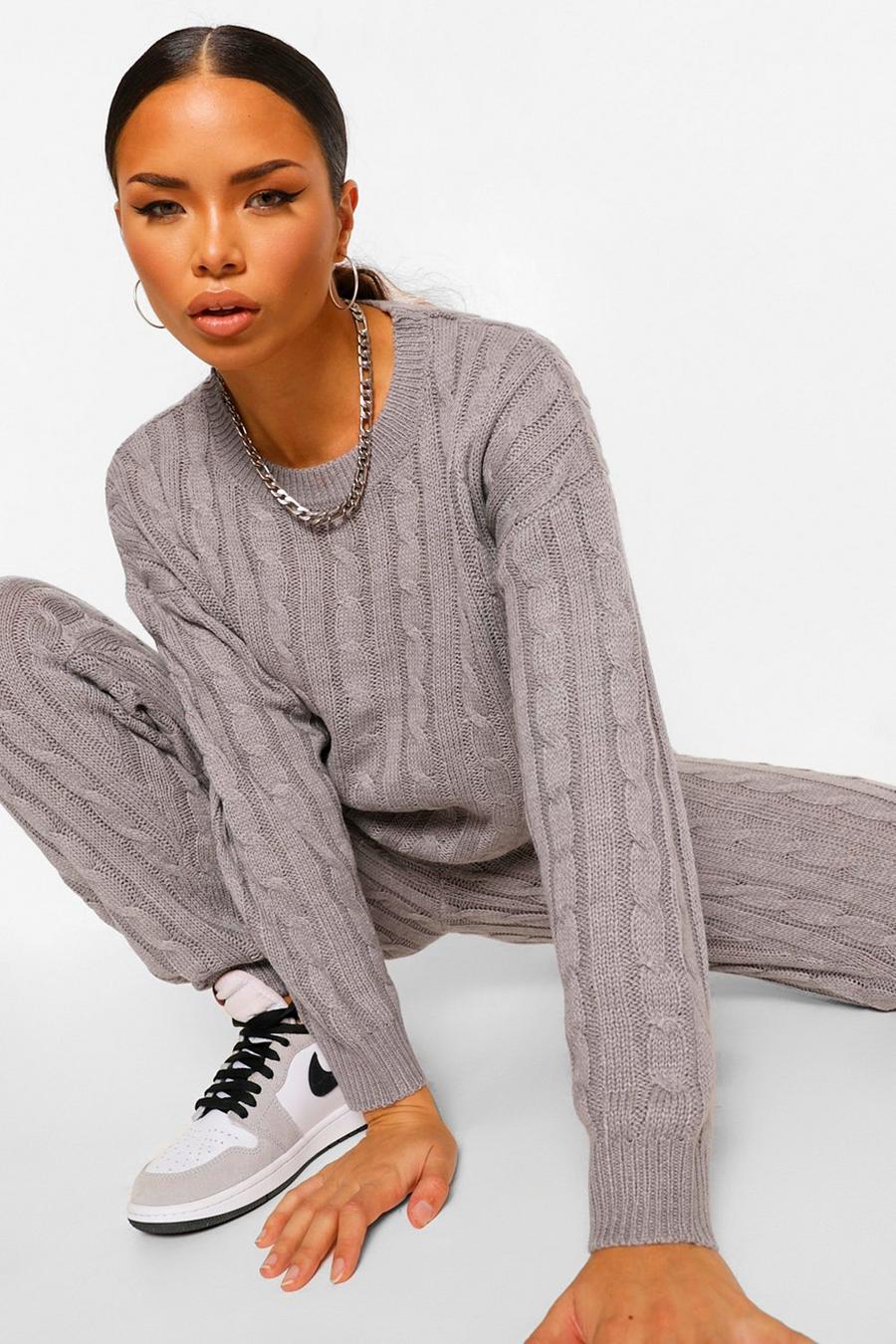 Grey Cable Knit Co-ord image number 1