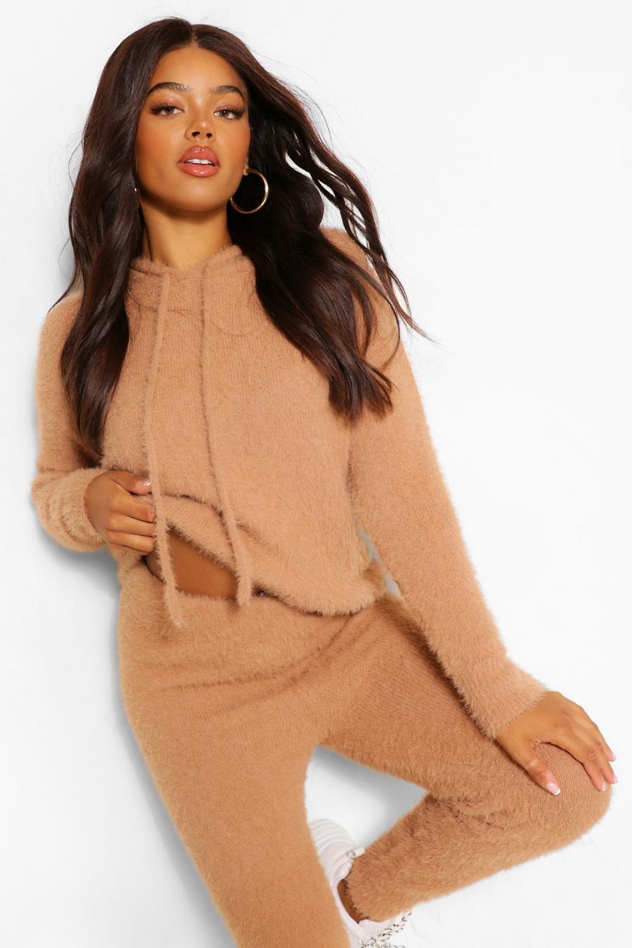 Camel Premium Fluffy Hoody Track Pant Co-Ord image number 1