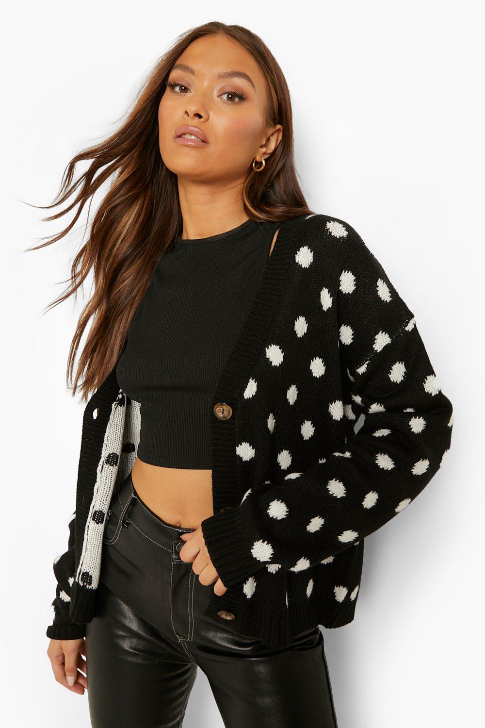 Black polka shop dot cardigan