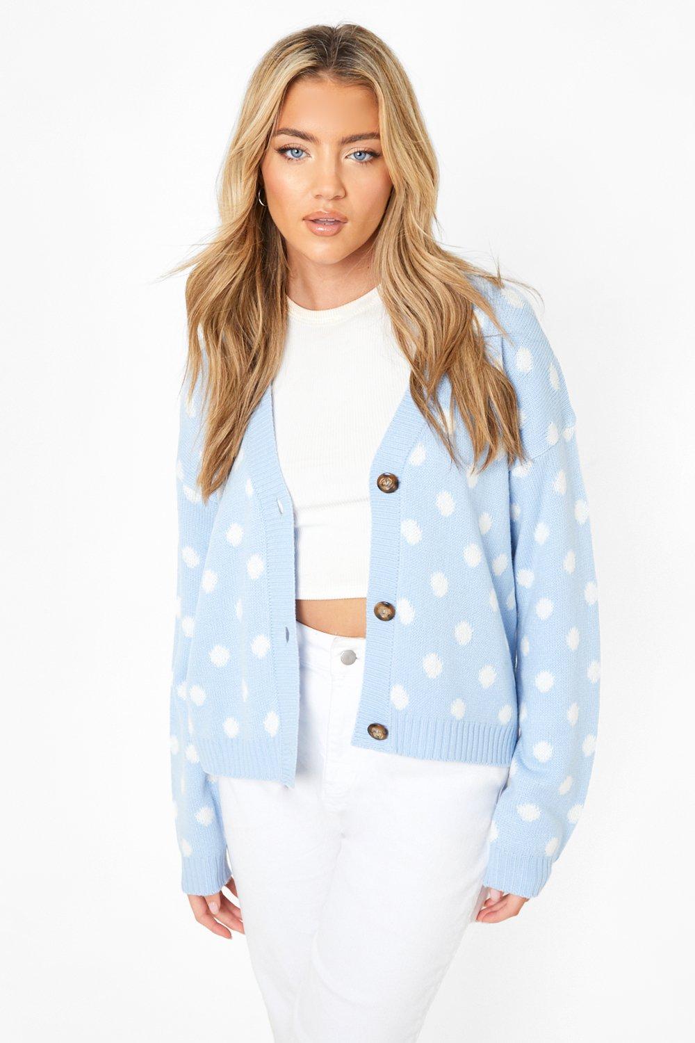 Polka dot cardigan on sale sweater