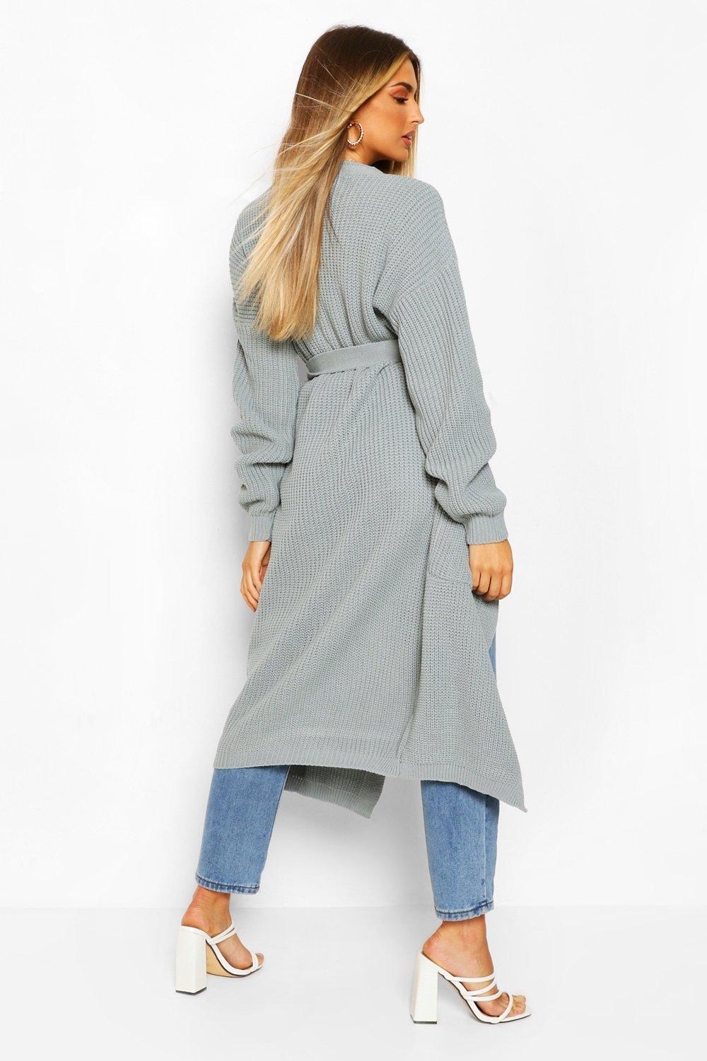 belted maxi cardigan
