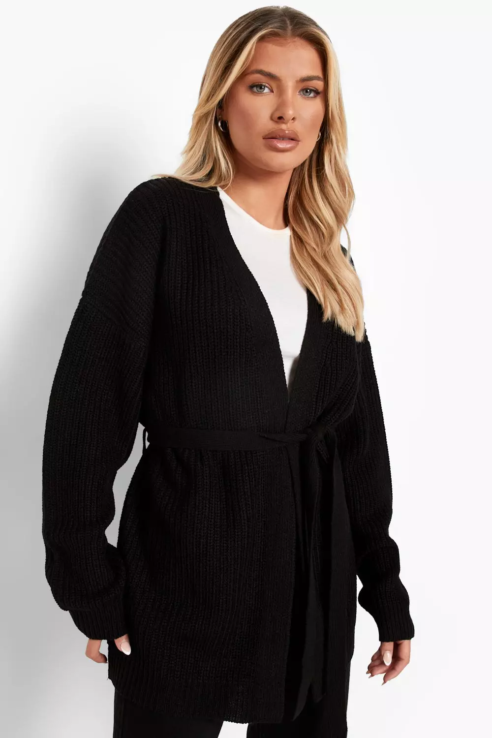 Belted cardigan outlet black