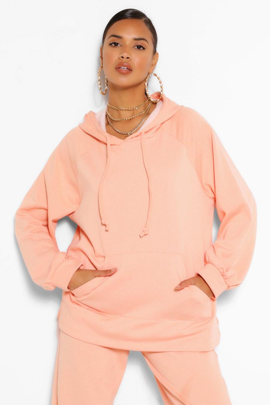 Apricot Mix And Match Side Split Oversized Hoodie image number 1