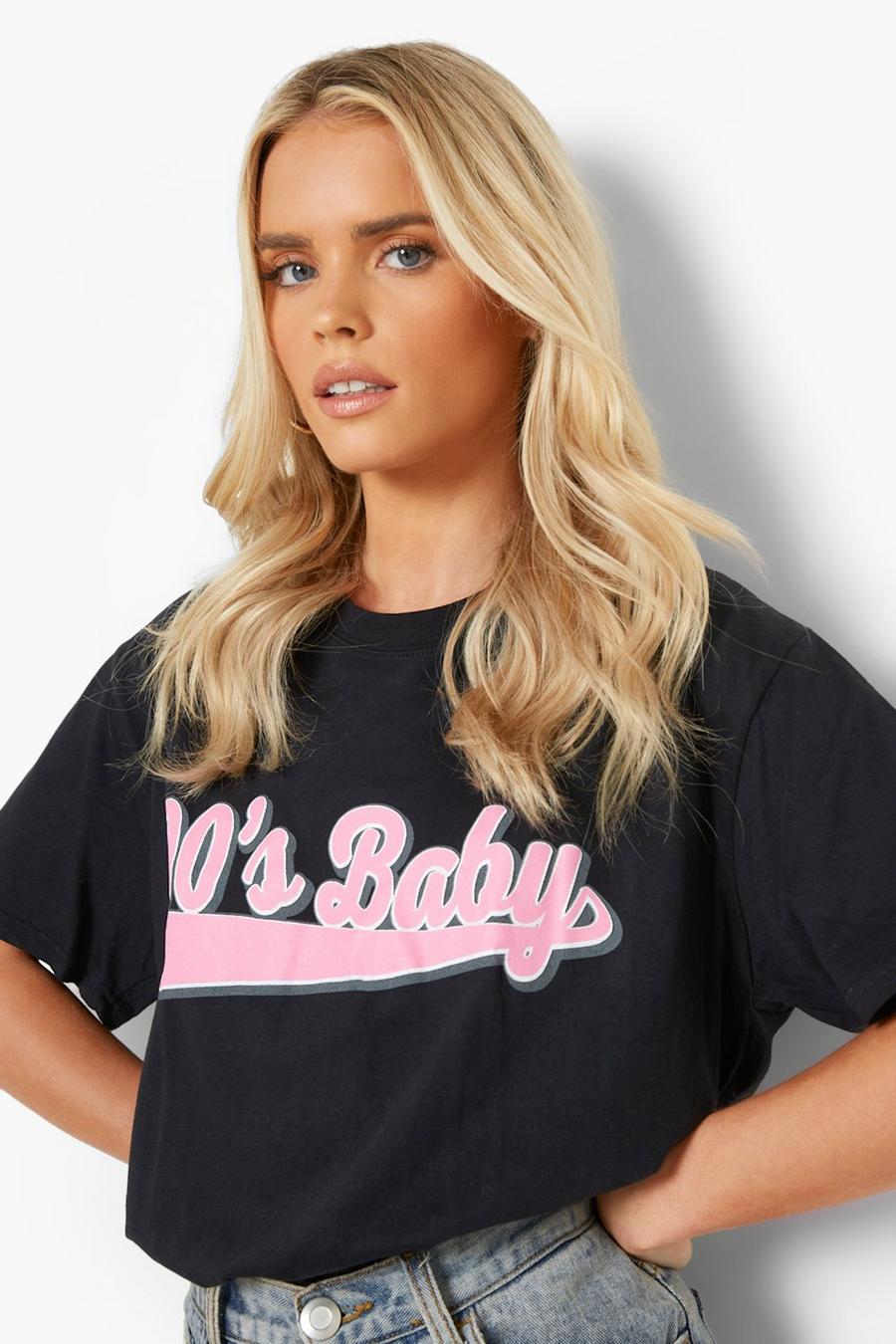 Black "90s Baby" T-shirt med slogan image number 1
