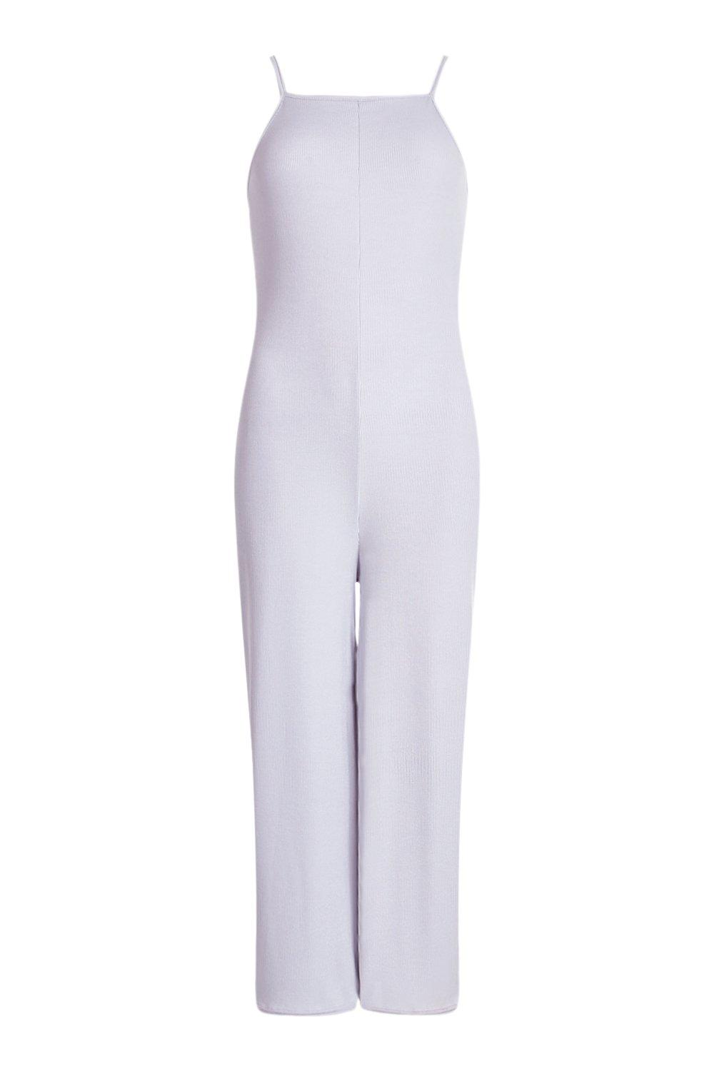 Grey ribbed culotte jumpsuit hotsell