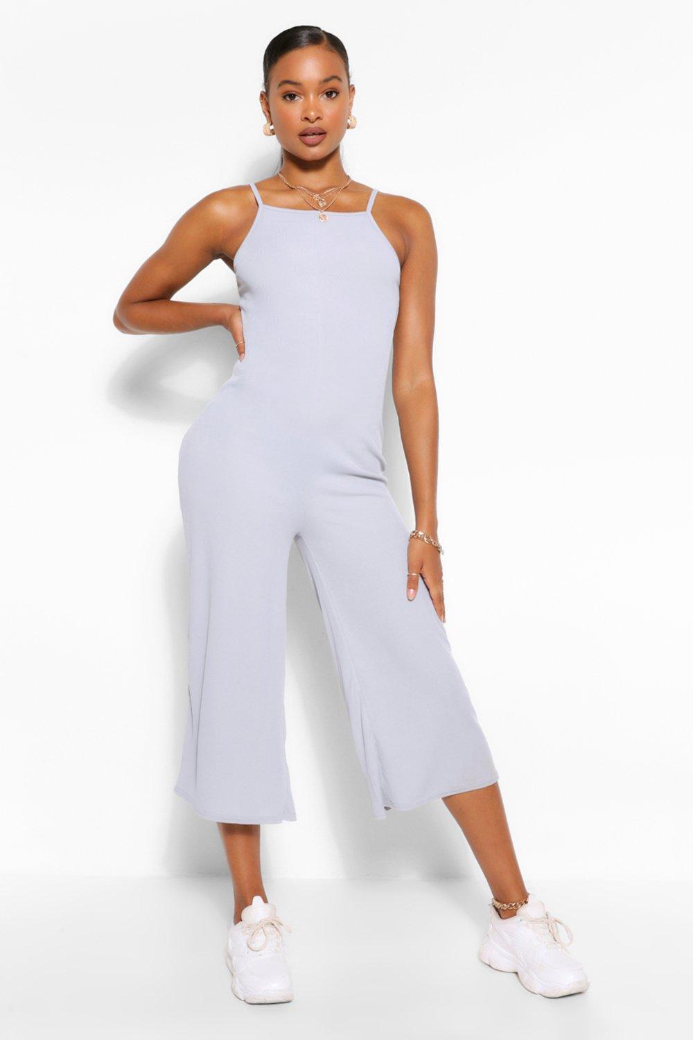 High Neck Ribbed Culotte Jumpsuit