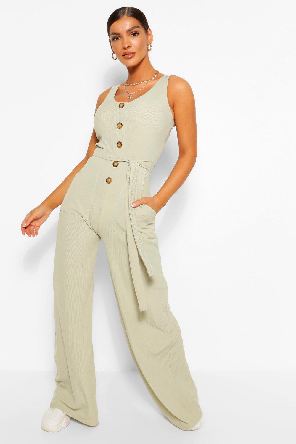 Ribbed hot sale belted jumpsuit