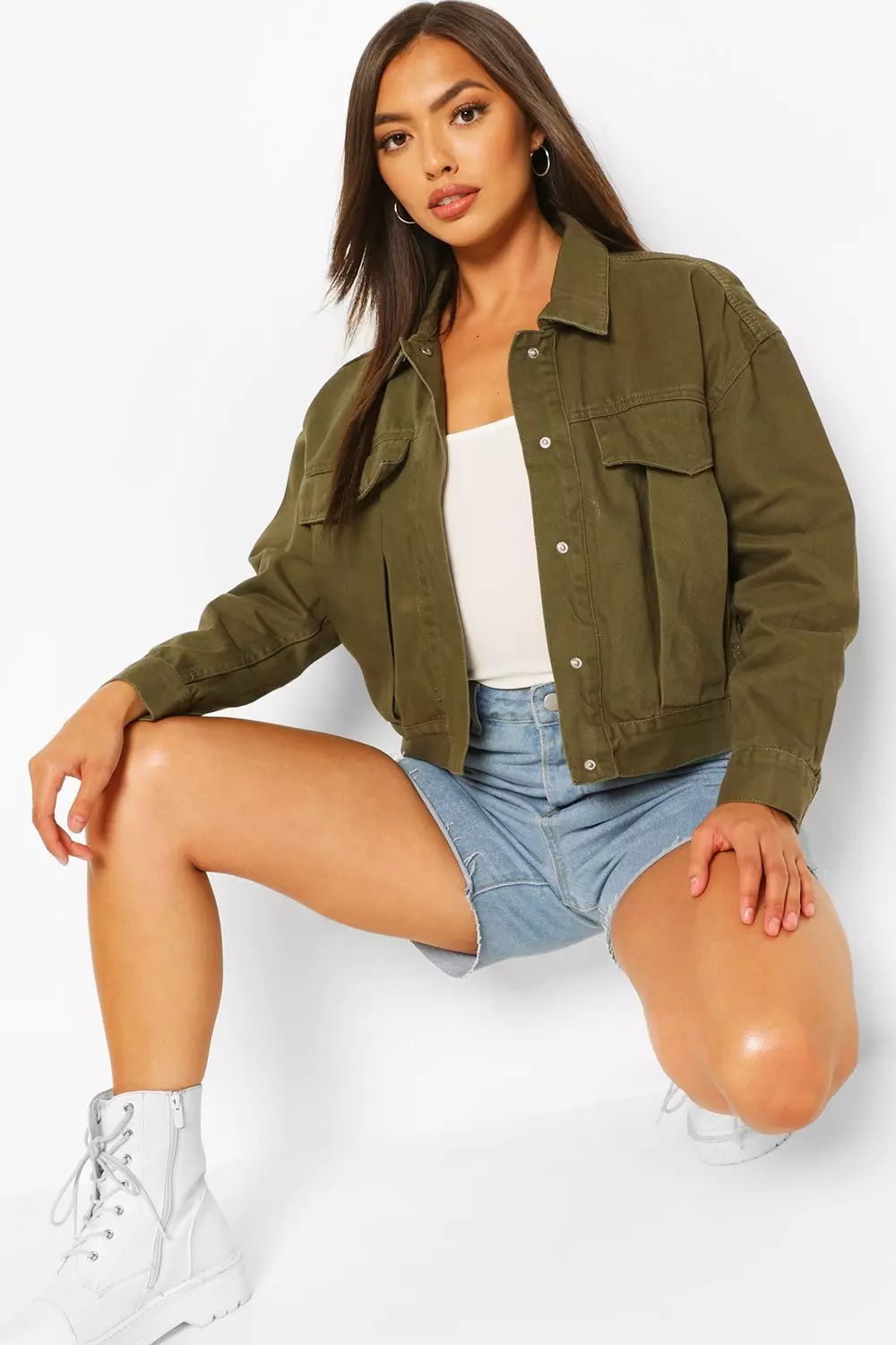 Boohoo denim utility jacket store
