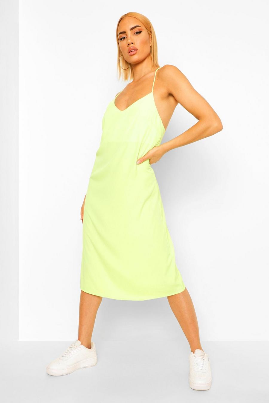 Lime Strappy Midi Slip Dress image number 1