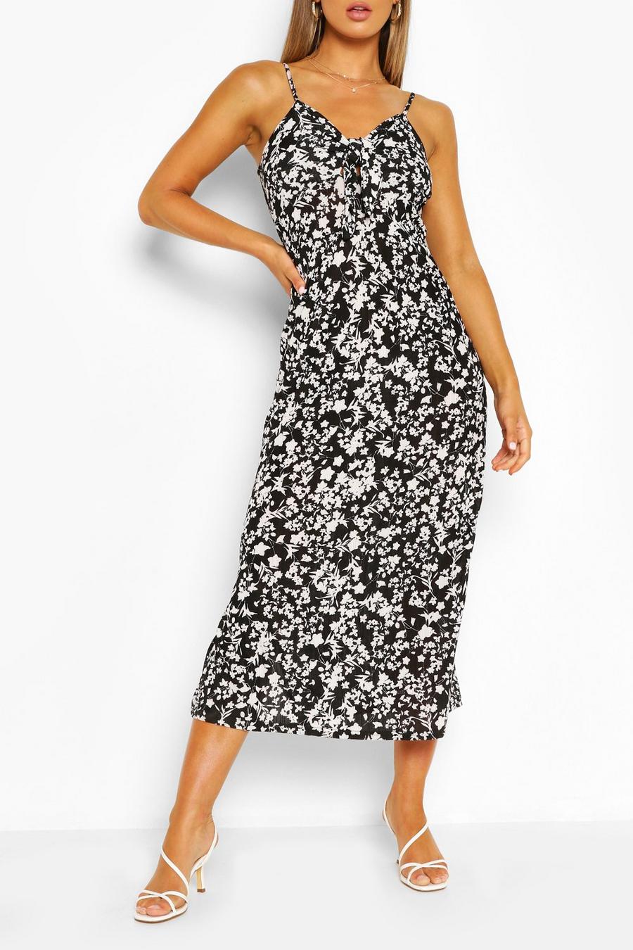 Floral Print Tie Front Cami Midi Dress image number 1