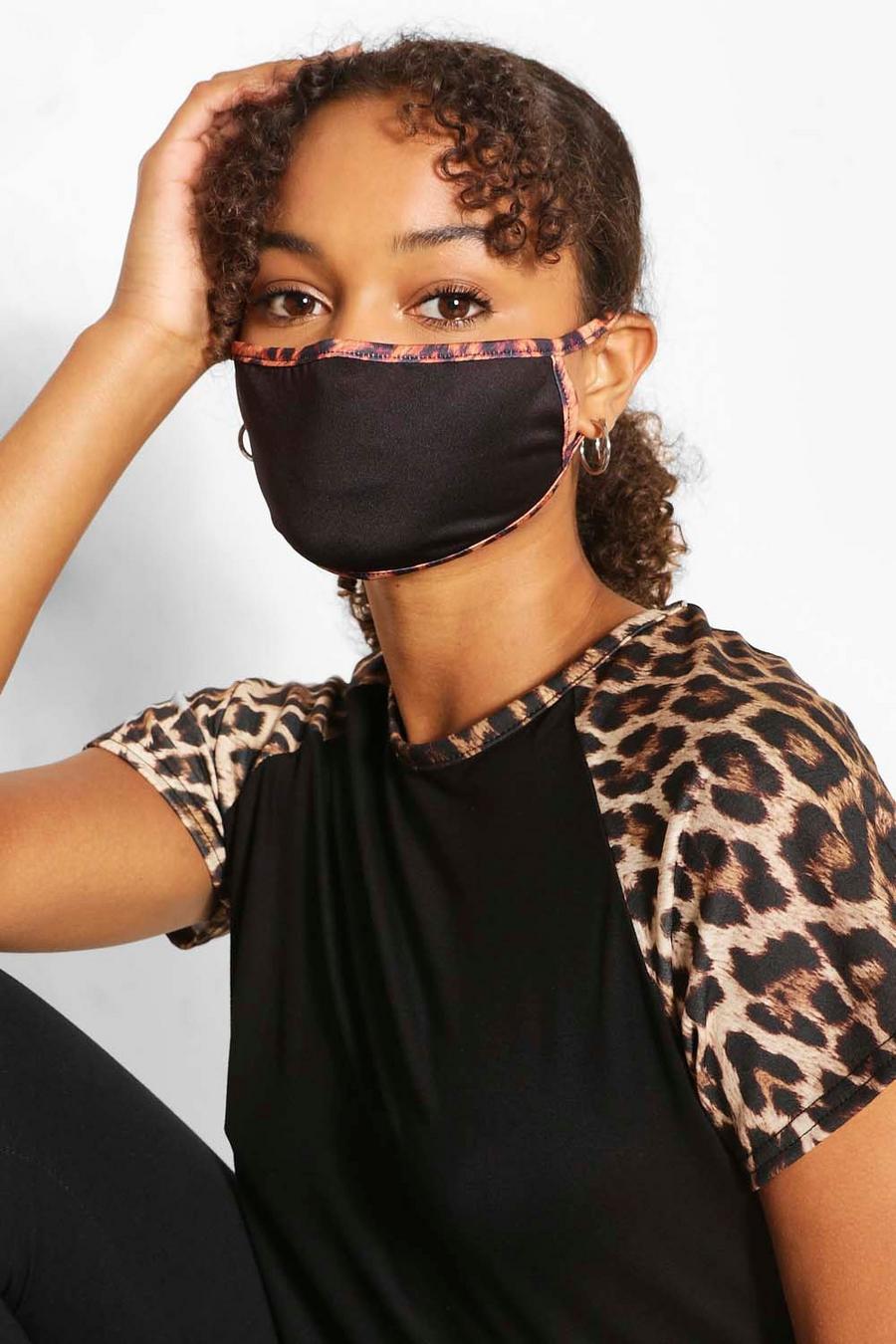 Black Fashion Mask med leopardmönster image number 1